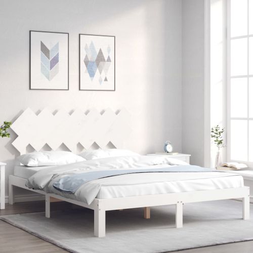 Cadre De Lit Sans Matelas Blanc 140x190 Cm Bois De Pin Massif