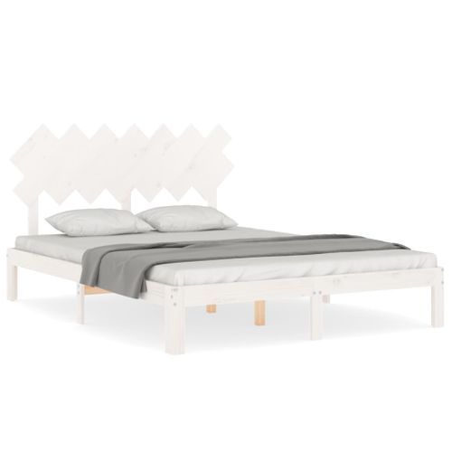 Cadre De Lit Sans Matelas Blanc 140x190 Cm Bois De Pin Massif