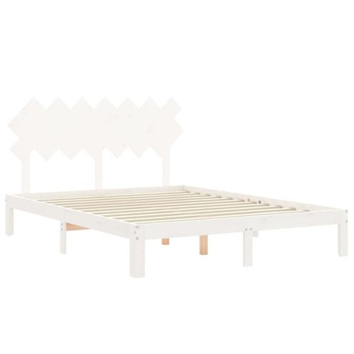 Cadre De Lit Sans Matelas Blanc 140x190 Cm Bois De Pin Massif