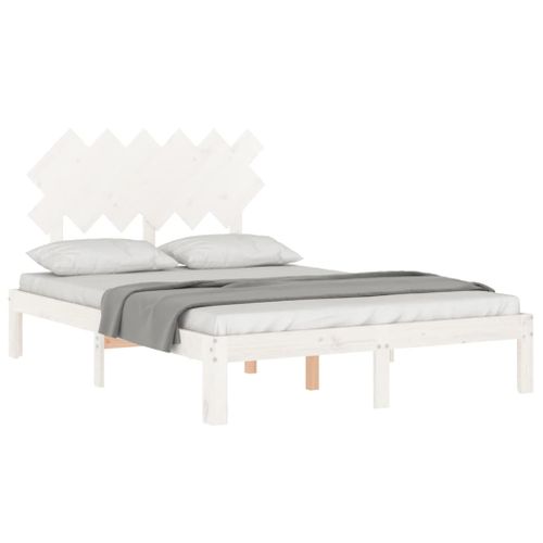 Cadre De Lit Sans Matelas Blanc 120x200 Cm Bois De Pin Massif