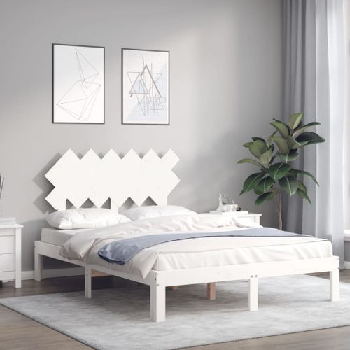 Cadre De Lit Sans Matelas Blanc 120x200 Cm Bois De Pin Massif