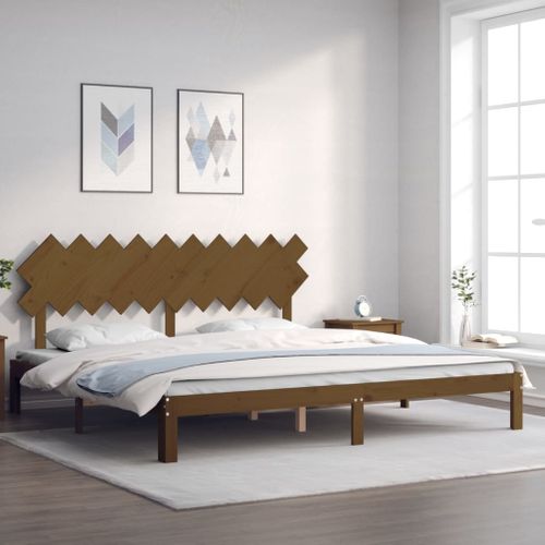 Cadre De Lit Sans Matelas Marron Miel 200x200cm Bois Pin Massif