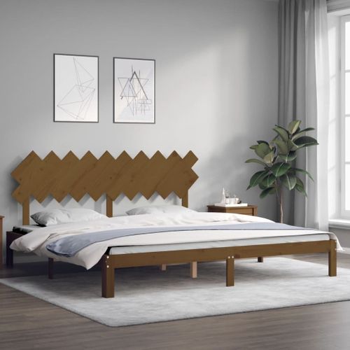 Cadre De Lit Sans Matelas Marron Miel 200x200cm Bois Pin Massif