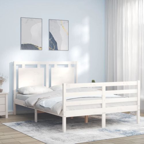 Cadre De Lit Sans Matelas Blanc 120x200 Cm Bois Massif