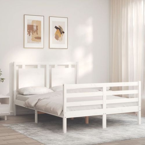 Cadre De Lit Sans Matelas Blanc 120x200 Cm Bois Massif