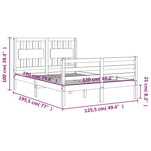 Cadre De Lit Sans Matelas Bois Massif 120x190 Cm