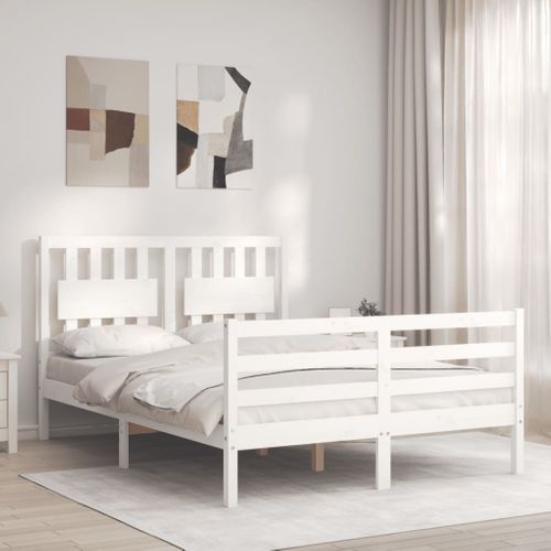 Cadre De Lit Sans Matelas Blanc 120x200 Cm Bois Massif