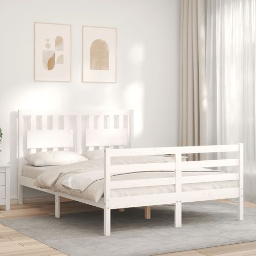 Cadre De Lit Sans Matelas Blanc 120x200 Cm Bois Massif
