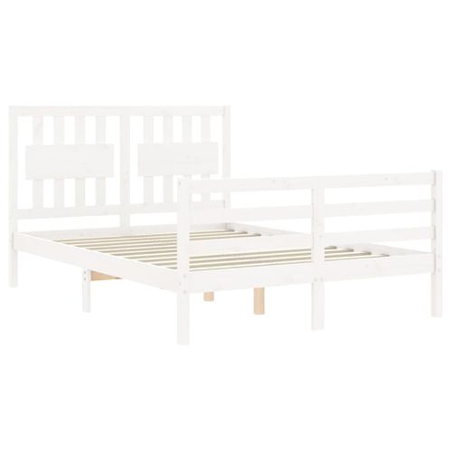 Cadre De Lit Sans Matelas Blanc 120x200 Cm Bois Massif