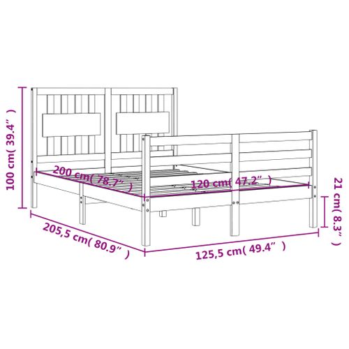 Cadre De Lit Sans Matelas Blanc 120x200 Cm Bois Massif