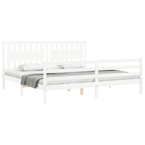Cadre De Lit Sans Matelas Blanc 200x200 Cm Bois Massif