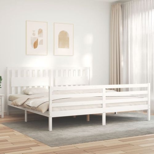 Cadre De Lit Sans Matelas Blanc 200x200 Cm Bois Massif