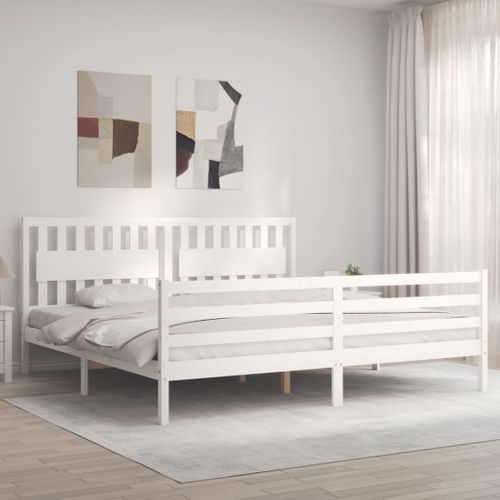 Cadre De Lit Sans Matelas Blanc 200x200 Cm Bois Massif