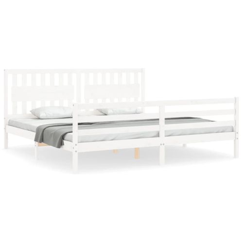 Cadre De Lit Sans Matelas Blanc 200x200 Cm Bois Massif