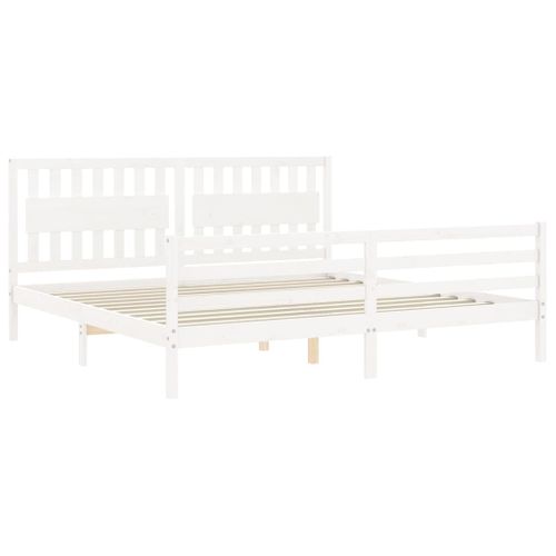 Cadre De Lit Sans Matelas Blanc 200x200 Cm Bois Massif