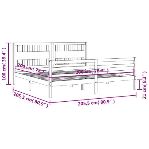 Cadre De Lit Sans Matelas Blanc 200x200 Cm Bois Massif