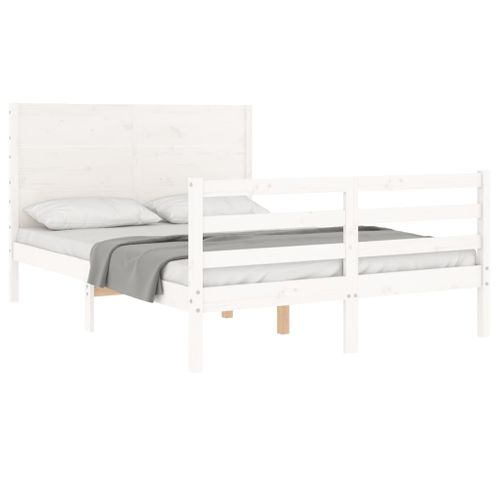 Cadre De Lit Sans Matelas Blanc 140x190 Cm Bois Massif