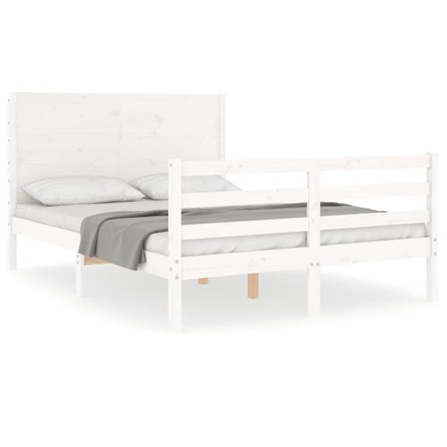 Cadre De Lit Sans Matelas Blanc 140x190 Cm Bois Massif
