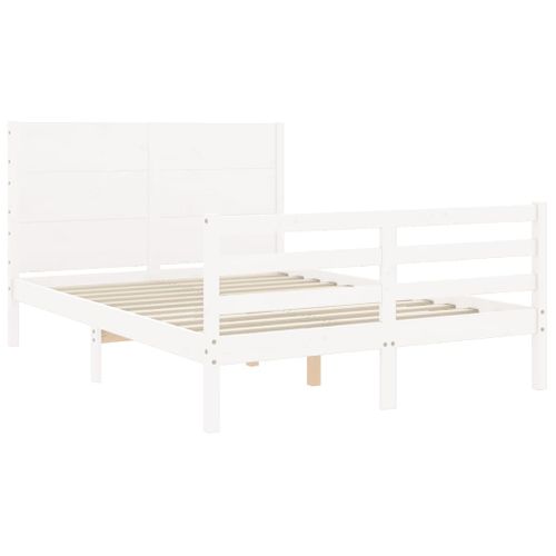 Cadre De Lit Sans Matelas Blanc 140x190 Cm Bois Massif