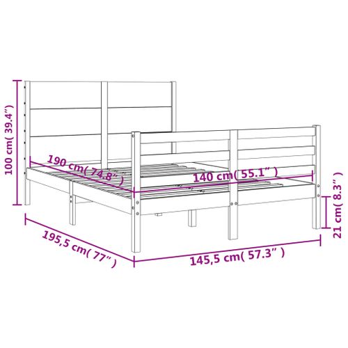 Cadre De Lit Sans Matelas Blanc 140x190 Cm Bois Massif