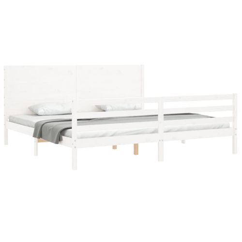 Cadre De Lit Sans Matelas Blanc 200x200 Cm Bois Massif