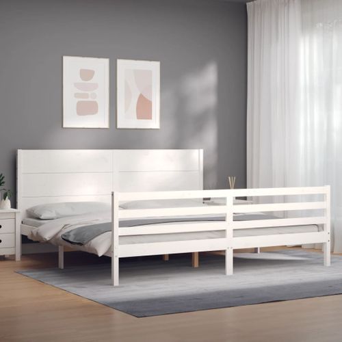 Cadre De Lit Sans Matelas Blanc 200x200 Cm Bois Massif