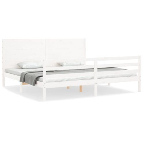 Cadre De Lit Sans Matelas Blanc 200x200 Cm Bois Massif