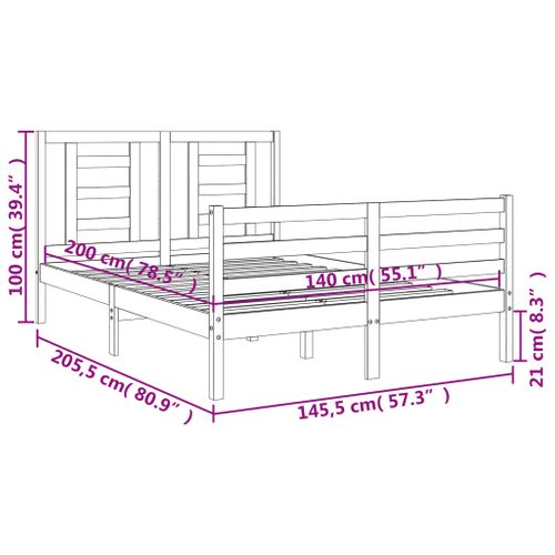 Cadre De Lit Sans Matelas 140x200 Cm Bois Massif