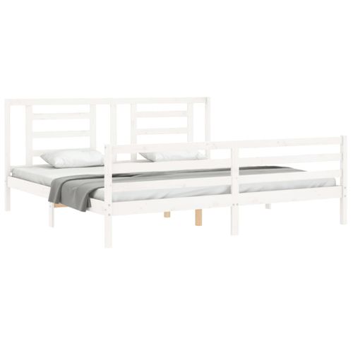 Cadre De Lit Sans Matelas Blanc 200x200 Cm Bois Massif