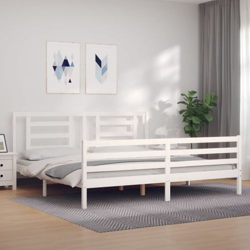 Cadre De Lit Sans Matelas Blanc 200x200 Cm Bois Massif