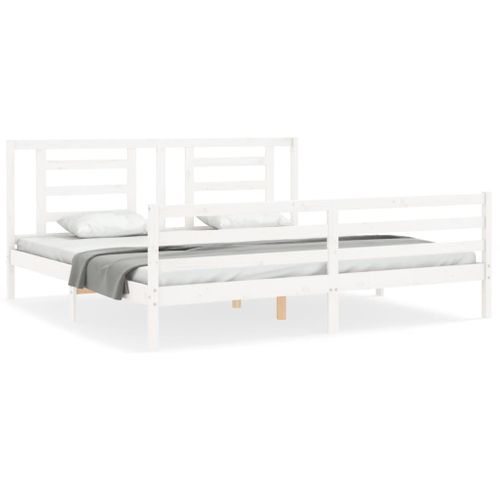 Cadre De Lit Sans Matelas Blanc 200x200 Cm Bois Massif