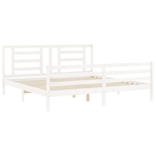Cadre De Lit Sans Matelas Blanc 200x200 Cm Bois Massif