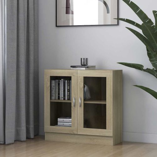 Armoire à Vitrine Chêne Sonoma 82,5x30,5x80cm Bois D'ingénierie