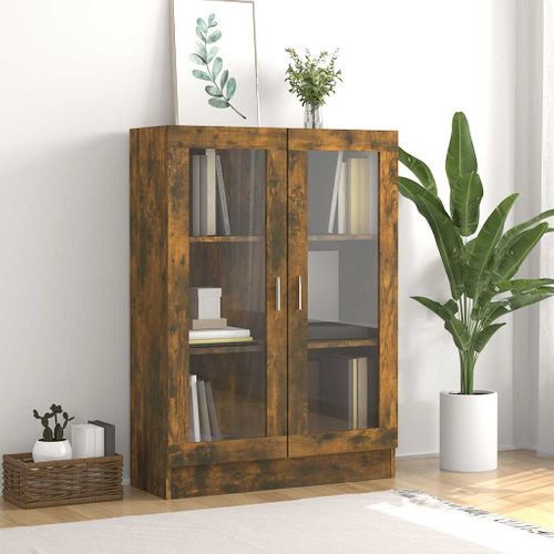 Armoire à Vitrine Chêne Fumé 82,5x30,5x115 Cm Bois D'ingénierie