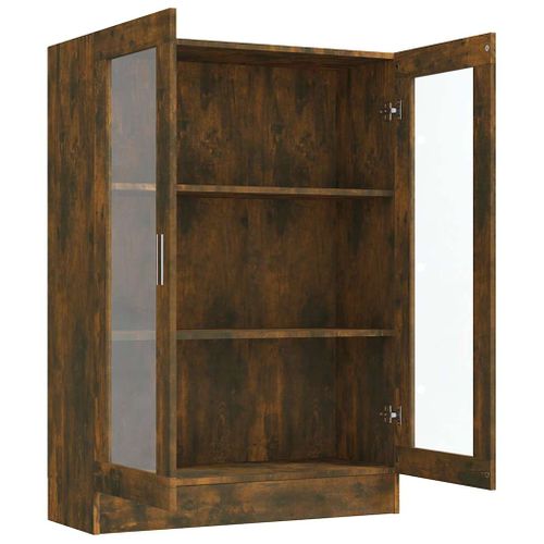 Armoire à Vitrine Chêne Fumé 82,5x30,5x115 Cm Bois D'ingénierie