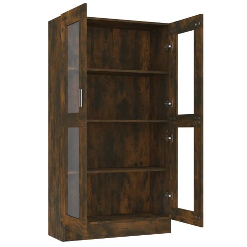 Armoire à Vitrine Chêne Fumé 82,5x30,5x150 Cm Bois D'ingénierie