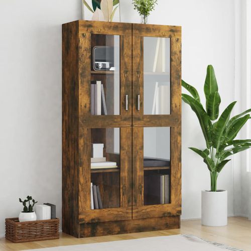 Armoire à Vitrine Chêne Fumé 82,5x30,5x150 Cm Bois D'ingénierie