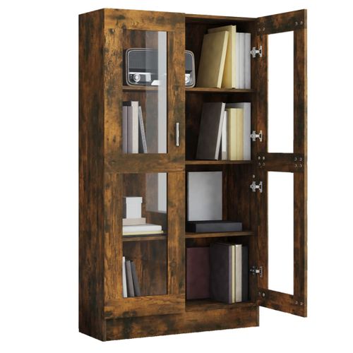 Armoire à Vitrine Chêne Fumé 82,5x30,5x150 Cm Bois D'ingénierie