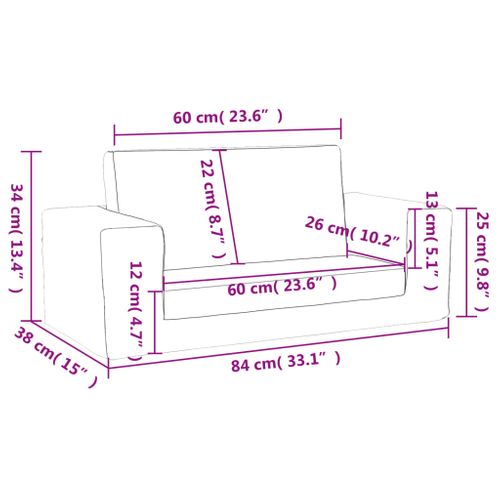 Canapé-lit Pour Enfants 2 Places Anthracite Peluche Douce