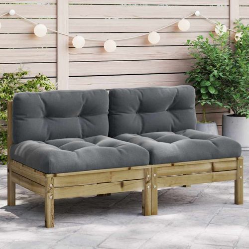 Canapé De Jardin Sans Accoudoirs Et Coussins 2 Pièces Pin Imprégné