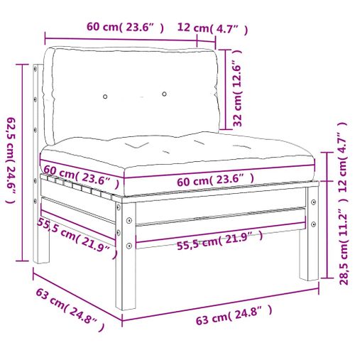Canapé De Jardin Sans Accoudoirs Et Coussins 2 Pièces Pin Imprégné