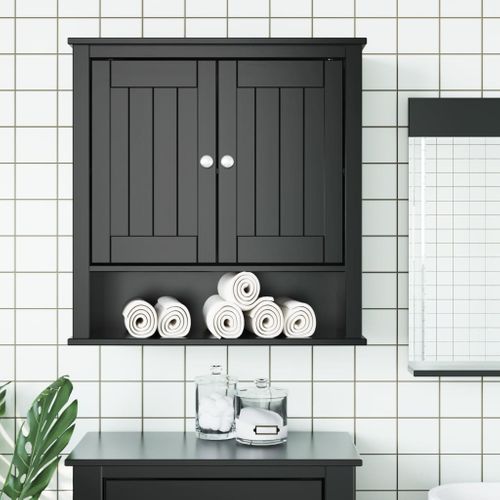Armoire De Toilette Murale Noir Bois Massif