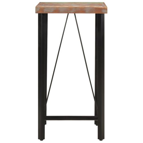 Table De Bar 55x55x107 Cm Bois Massif De Récupération Et Fer