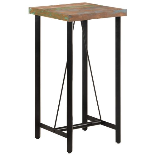 Table De Bar 55x55x107 Cm Bois Massif De Récupération Et Fer