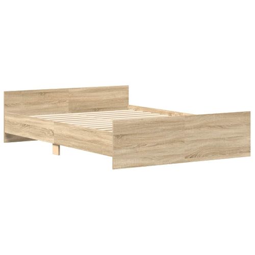 Cadre De Lit 140x190 Cm Bois Sonoma Chêne Robuste Design Moderne