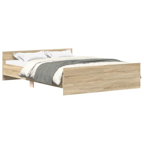 Cadre De Lit 140x190 Cm Bois Sonoma Chêne Robuste Design Moderne