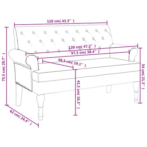 Banc Avec Dossier 120x62x75,5 Cm Lin