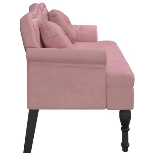 Banc Avec Coussins Rose 120,5x65x75 Cm Velours