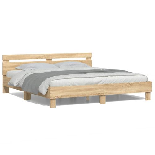 Cadre De Lit LED Sonoma Chêne 160x200 Cm Bois Contreplaqué