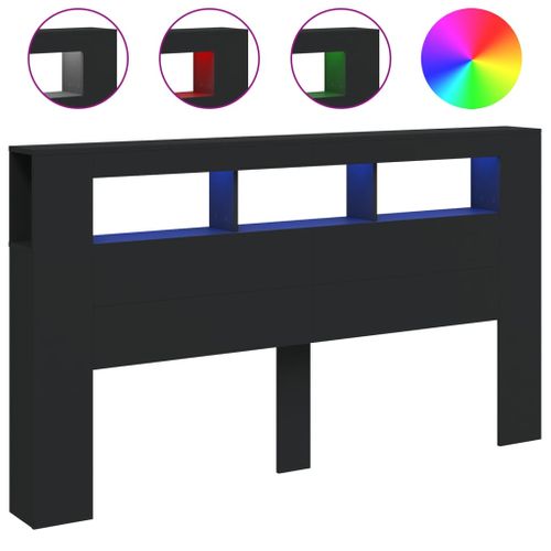 Tête De Lit à LED Noir 180x18,5x103,5 Cm Bois Contreplaqué